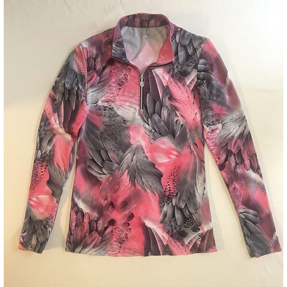 Sofibella UV Women's Long Sleeve 1/4 Zip Top XS Phoenix Feather golf athleisure